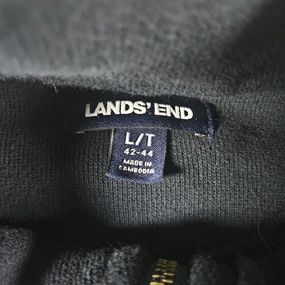 Lands' End Men's Pullover Sweater Sz L 42-44 100% Cotton Half-Zip Charco… - Picture 4 of 10